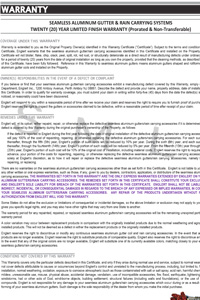 Sample Gutter Finish Warranty